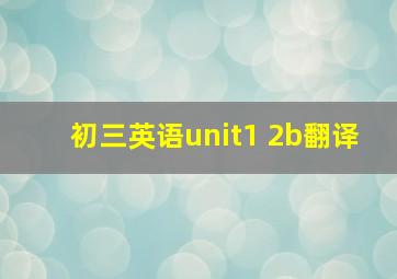 初三英语unit1 2b翻译